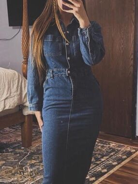 ASOS Blue Denim Midi Shirt Dress